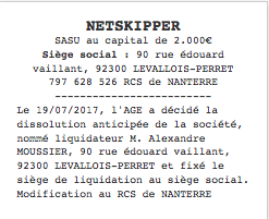 parution legale dissolution sasu